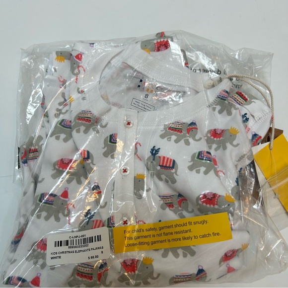 Roller Rabbit NWT Kids Unisex Christmas Elephants Pajama Set Sizes 2, 6‎ & 8 - Picture 7 of 8